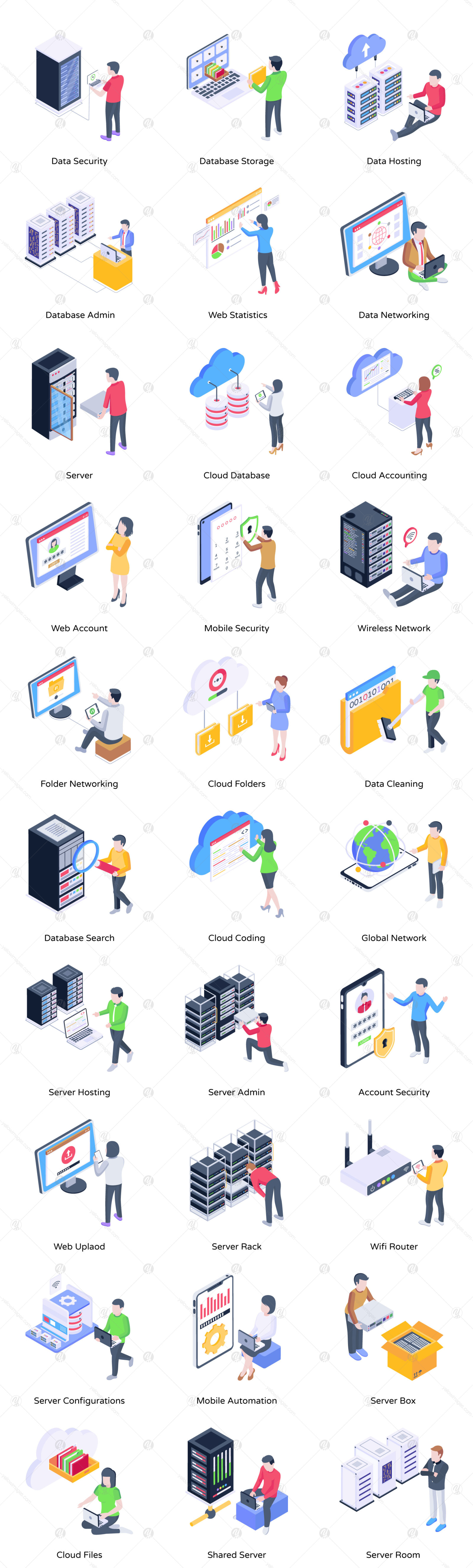 50 Isometric Data Technology Vectors