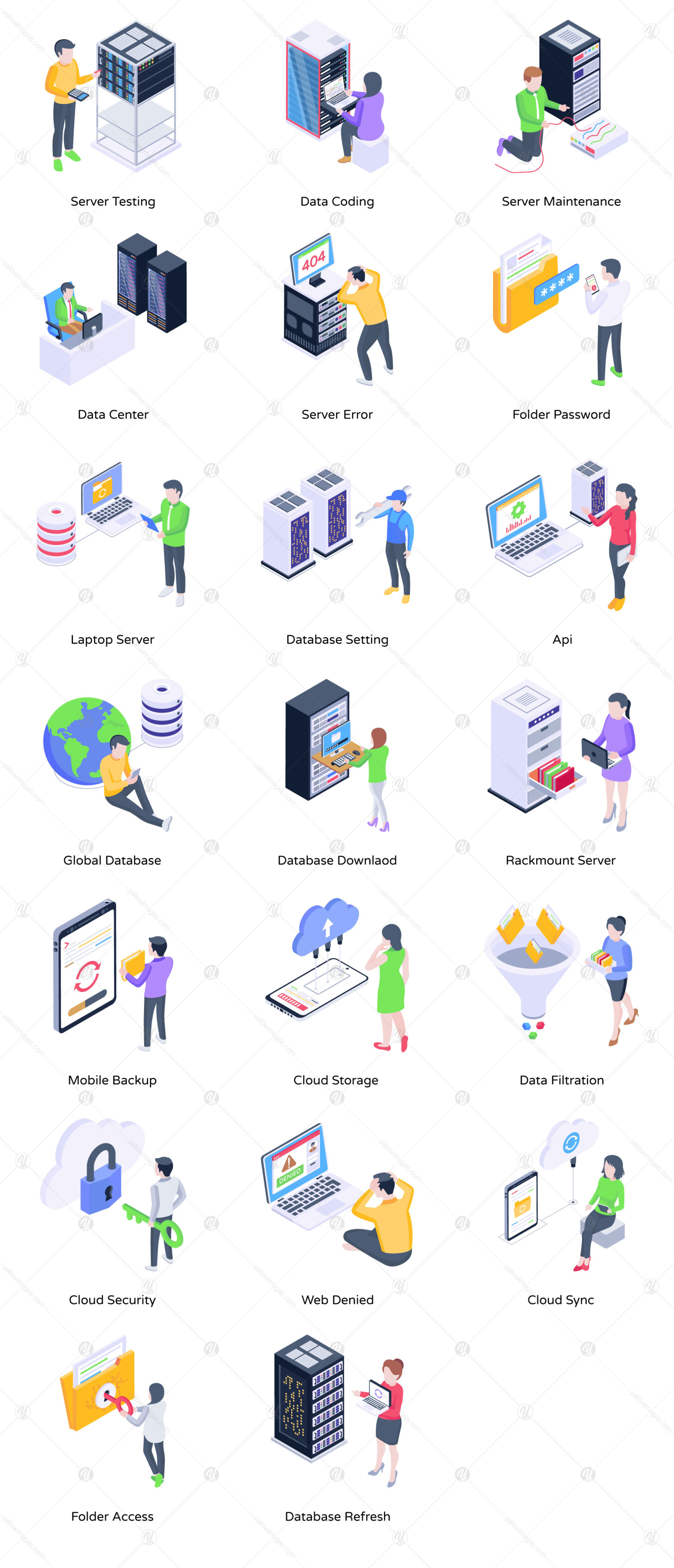 50 Isometric Data Technology Vectors