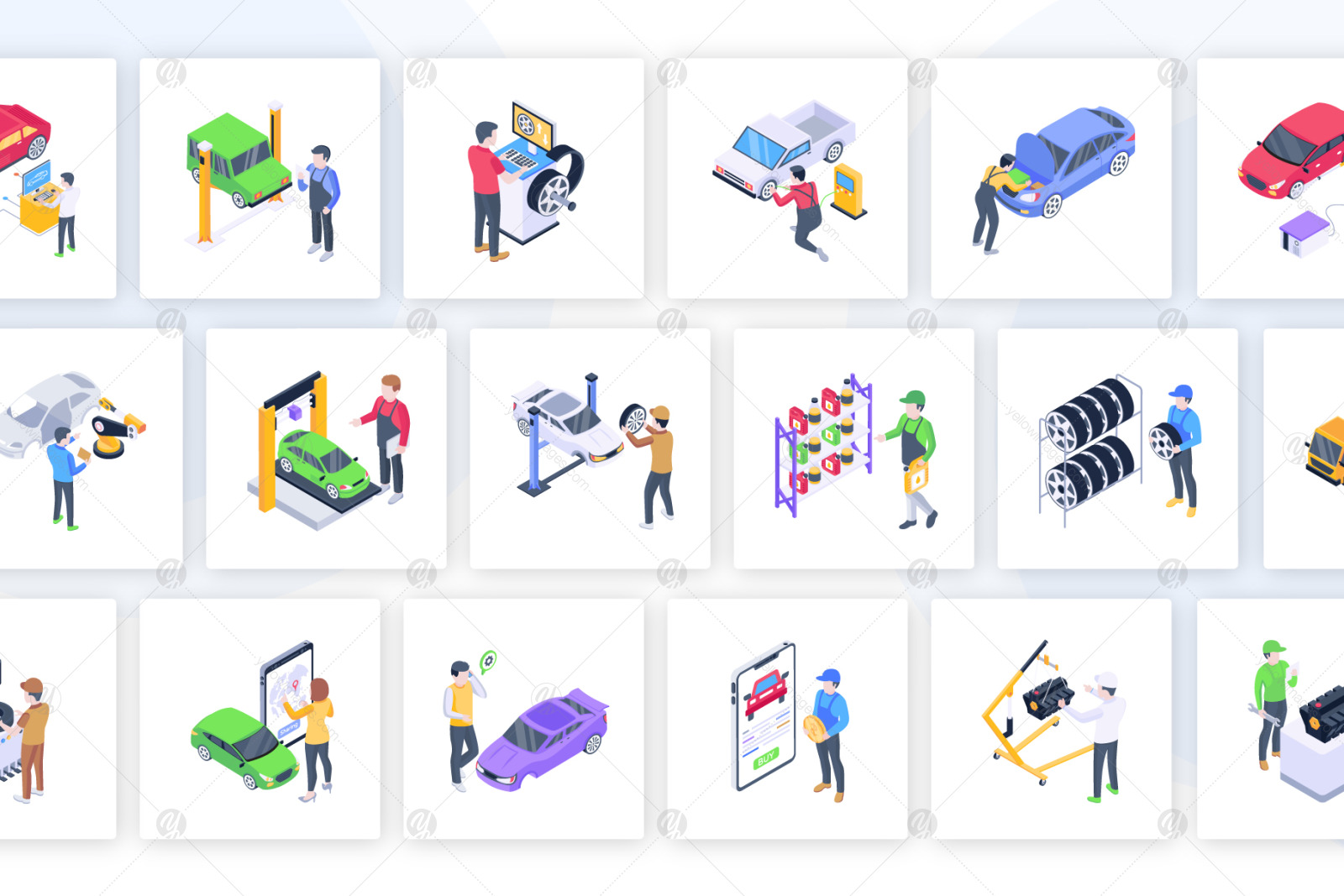 50 Isometric Auto Repair Icons 50 Isometric Auto Repair Icons