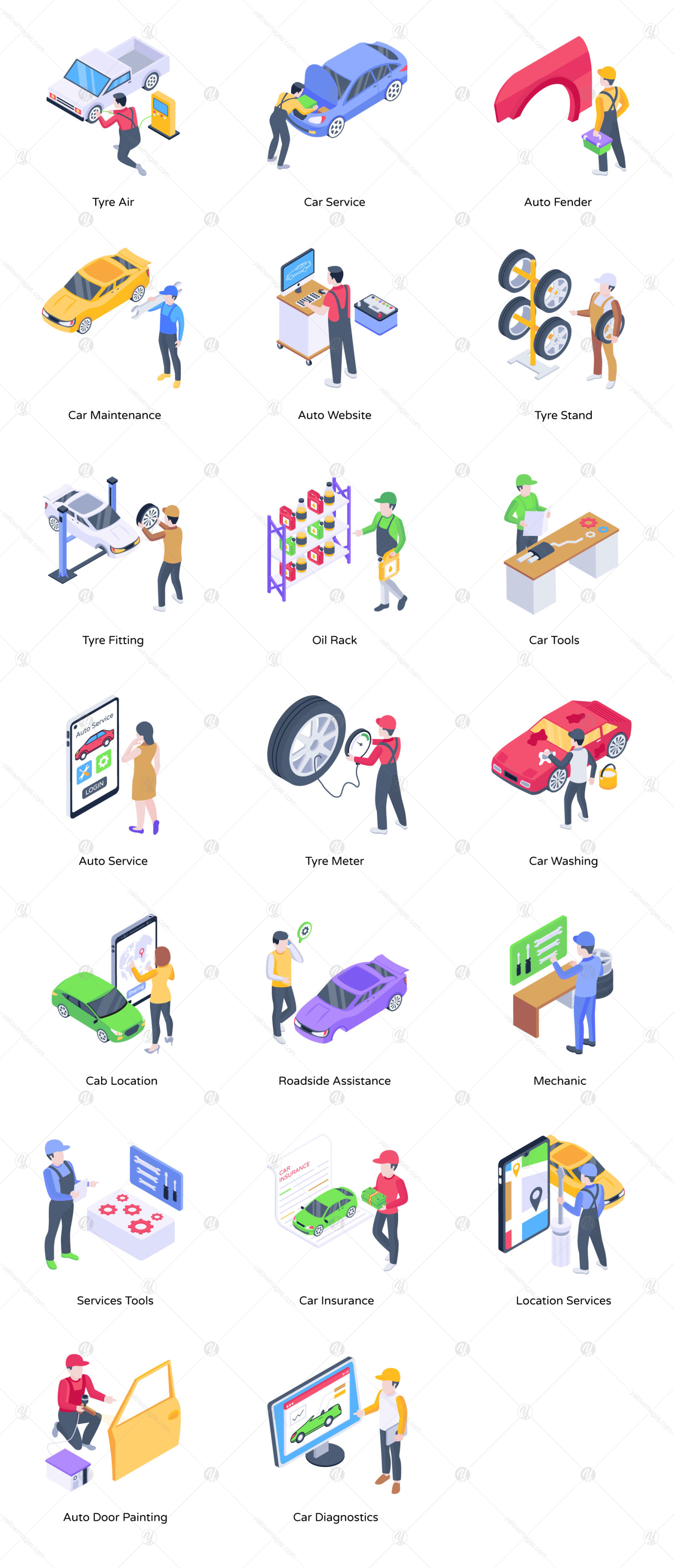 50 Isometric Auto Repair Icons 50 Isometric Auto Repair Icons