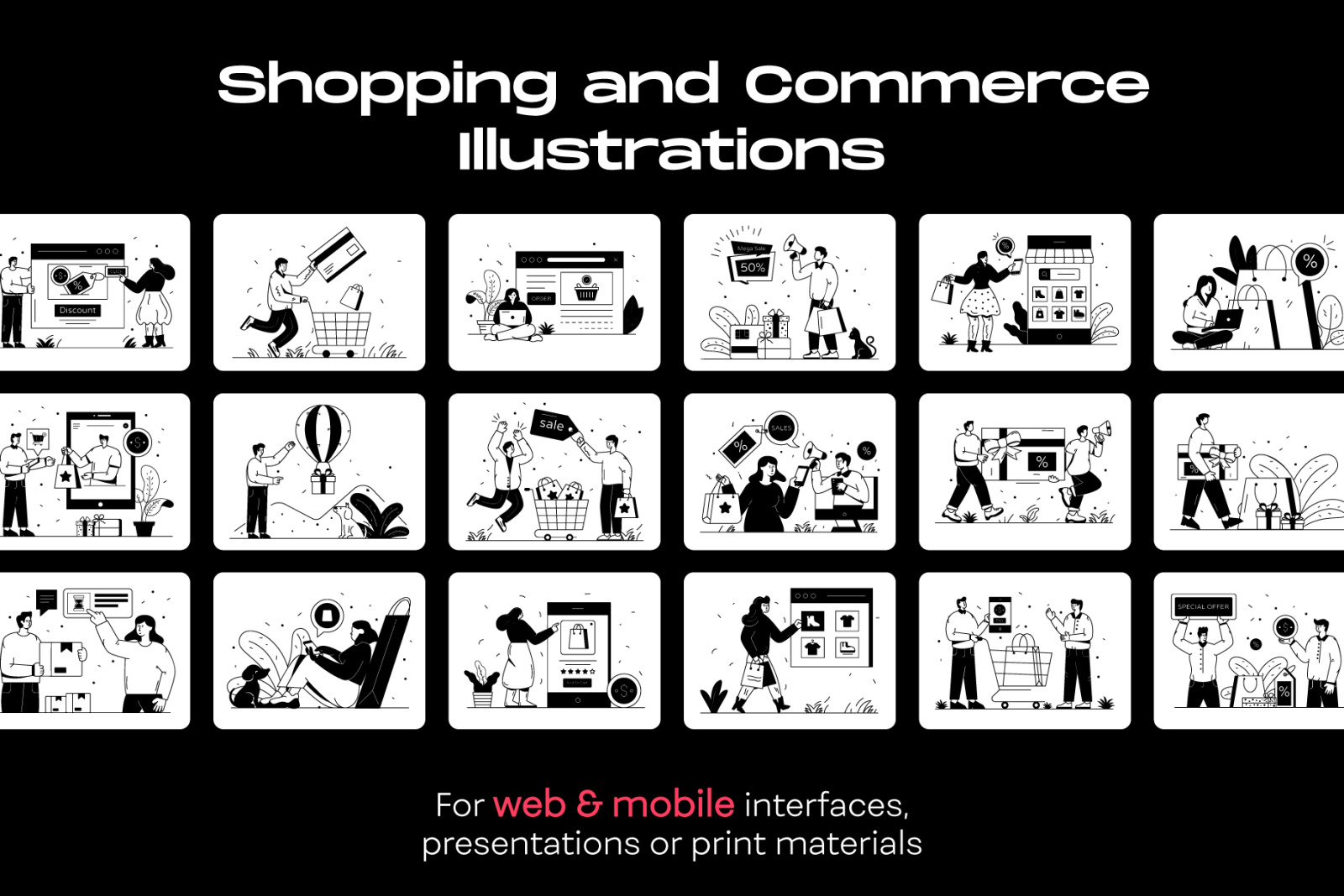 50 Glyph E-commerce Illustrations 50 Glyph E-commerce Illustrations