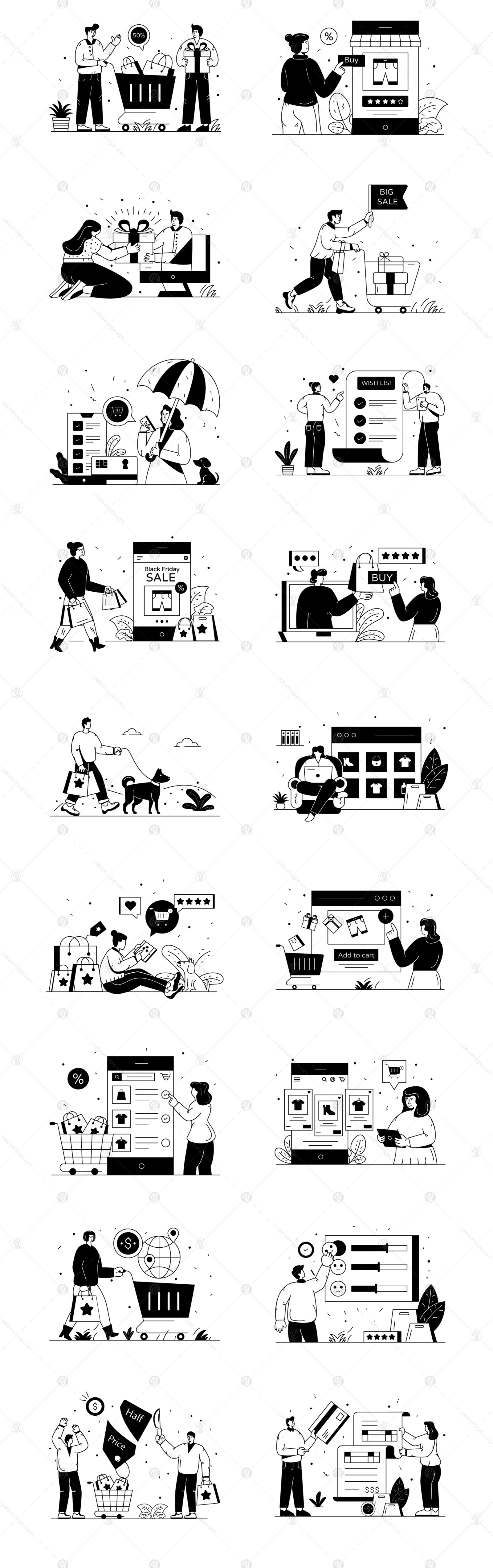 50 Glyph E-commerce Illustrations 50 Glyph E-commerce Illustrations