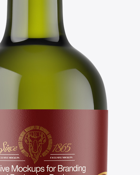 Green Glass White Wine Bottle Mockup Green Glass White Wine Bottle Mockup