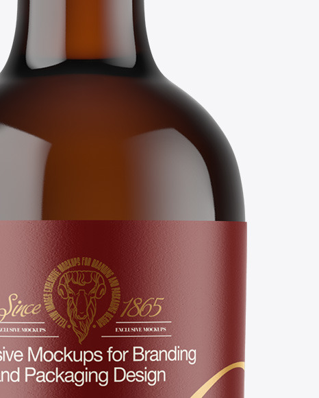 Amber Glass White Wine Bottle Mockup