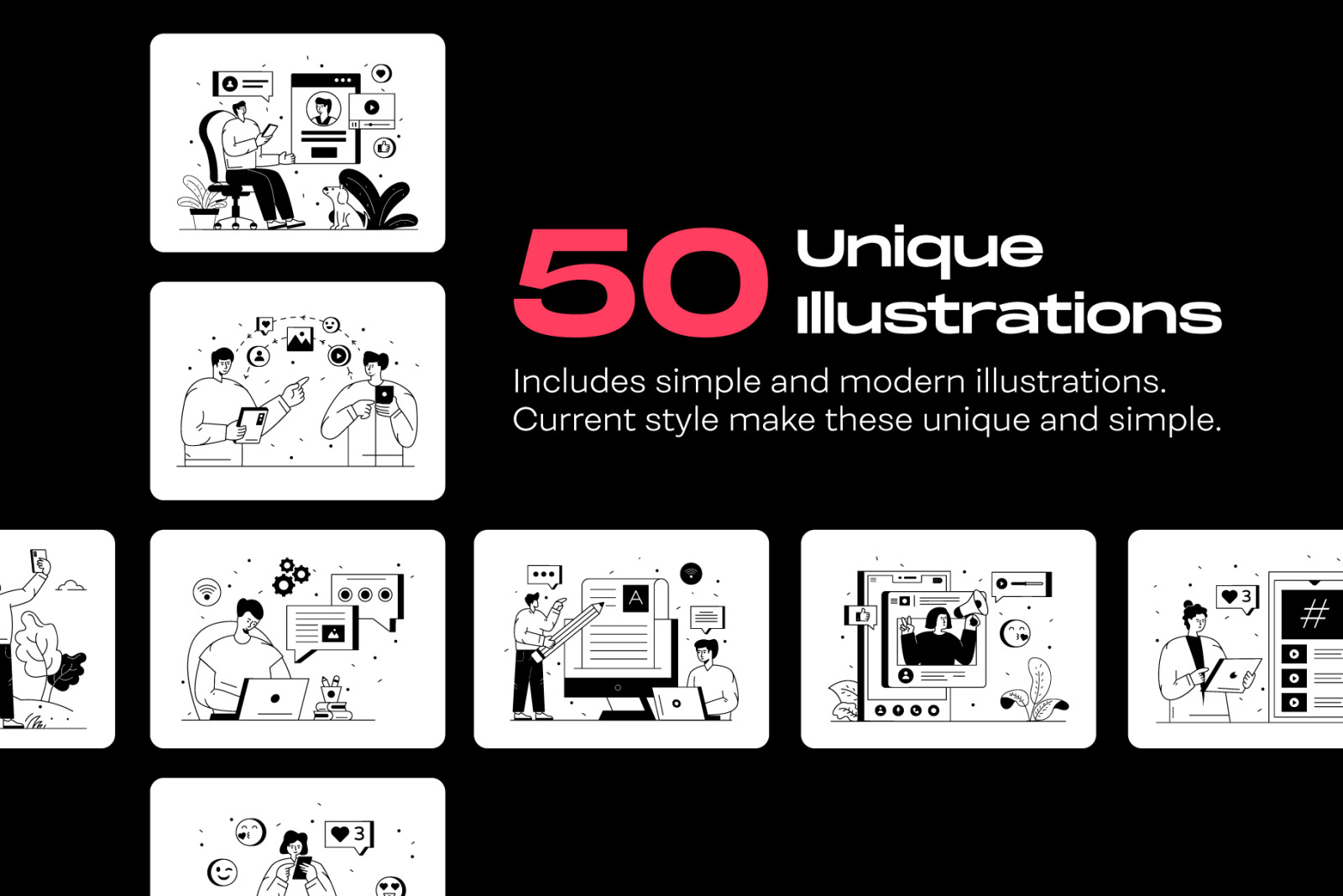 50 Social Networking illustrations