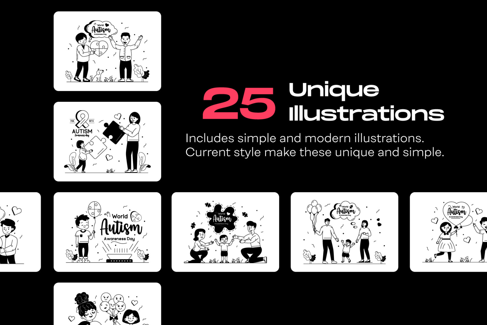 25 World Autism Day Illustrations 25 World Autism Day Illustrations