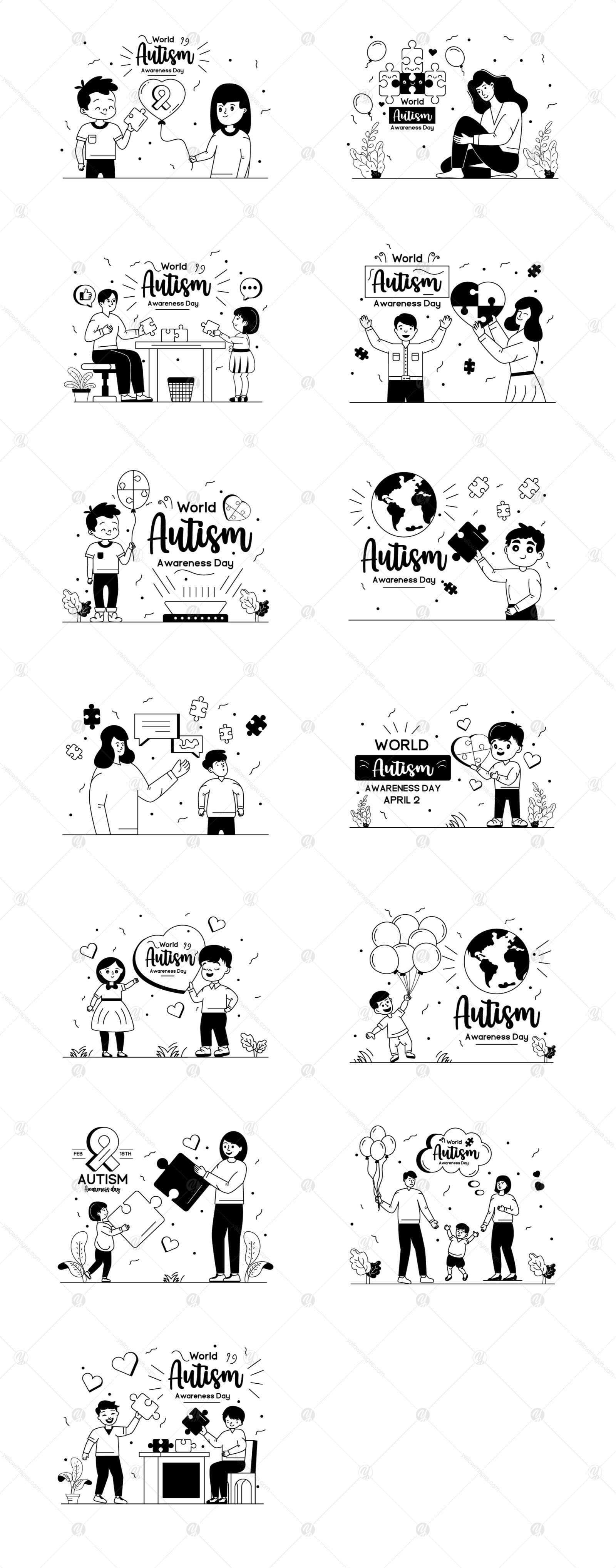 25 World Autism Day Illustrations 25 World Autism Day Illustrations