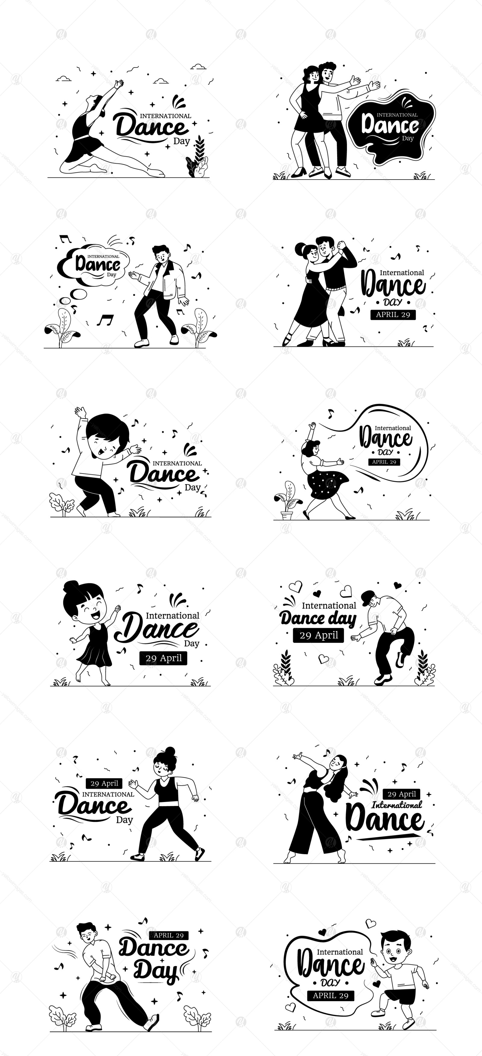 25 International Dance Day illustrations 25 International Dance Day illustrations