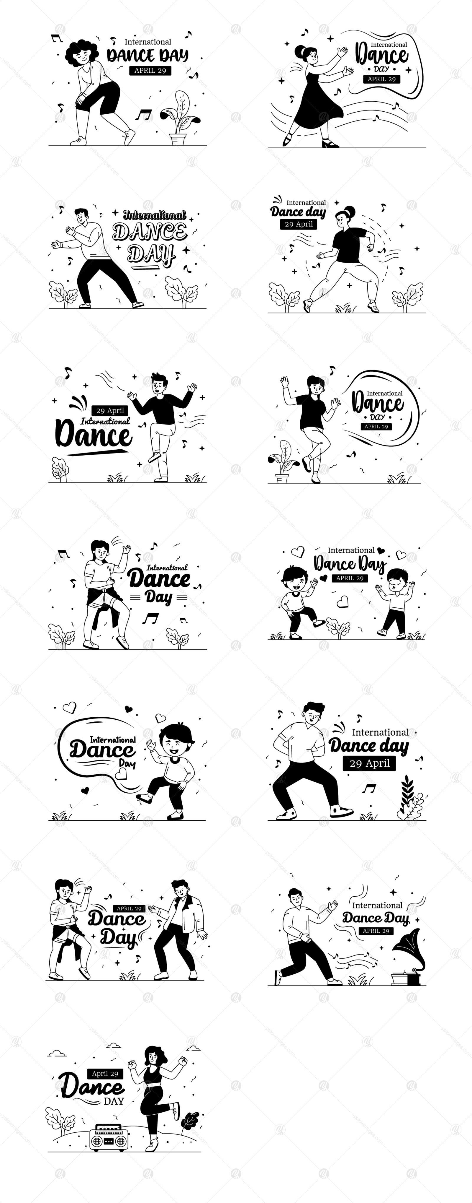 25 International Dance Day illustrations 25 International Dance Day illustrations
