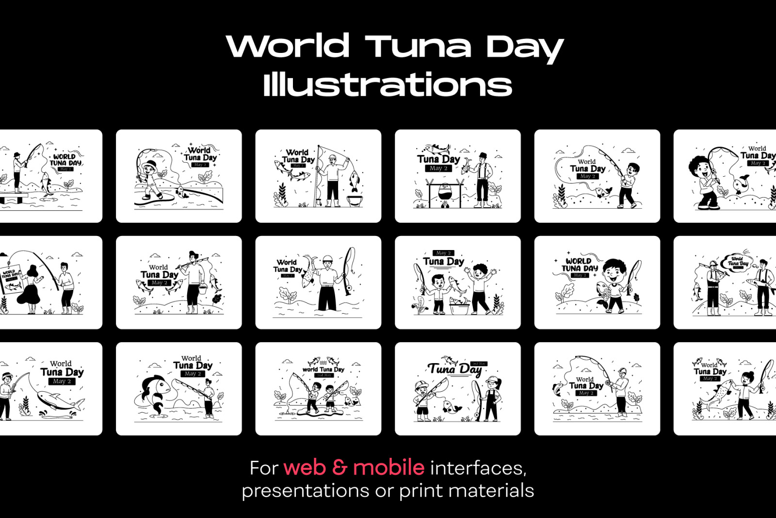 25 World Tuna Day illustrations