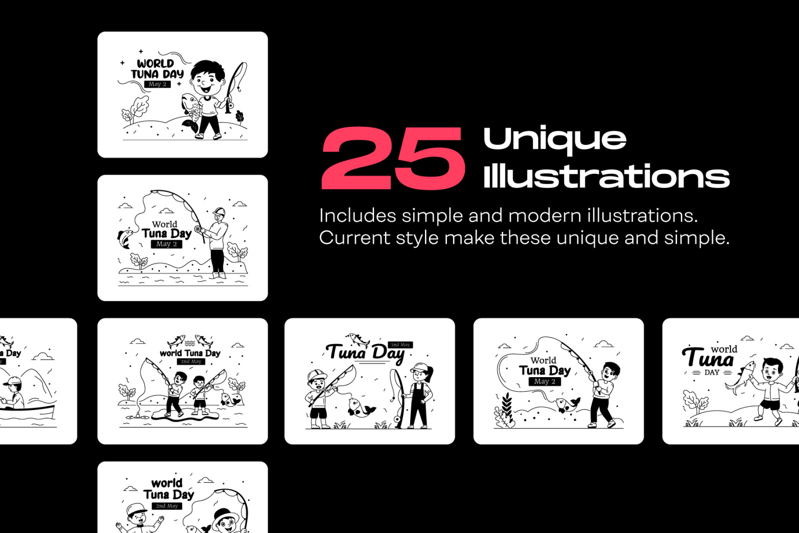 25 World Tuna Day illustrations 25 World Tuna Day illustrations