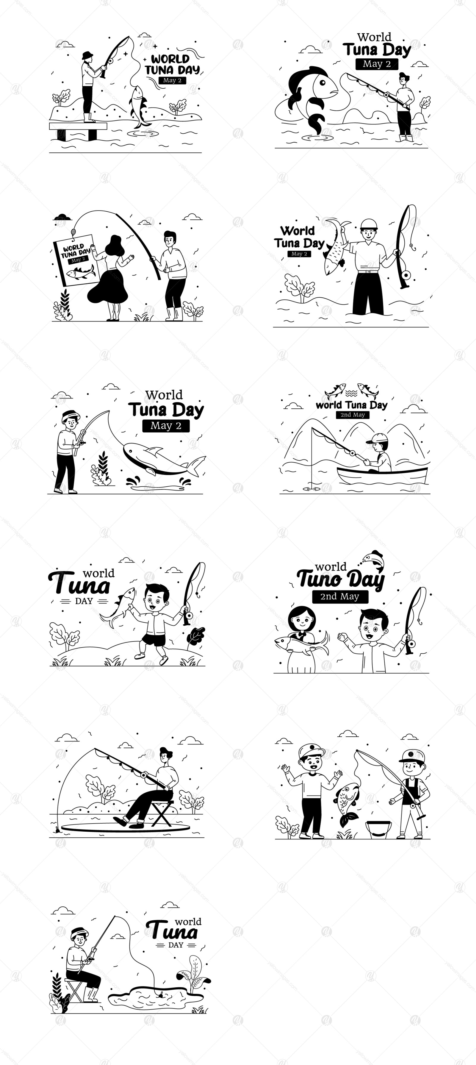 25 World Tuna Day illustrations 25 World Tuna Day illustrations
