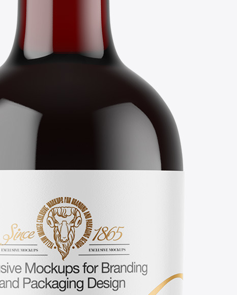 Clear Glass Red Wine Bottle Mockup