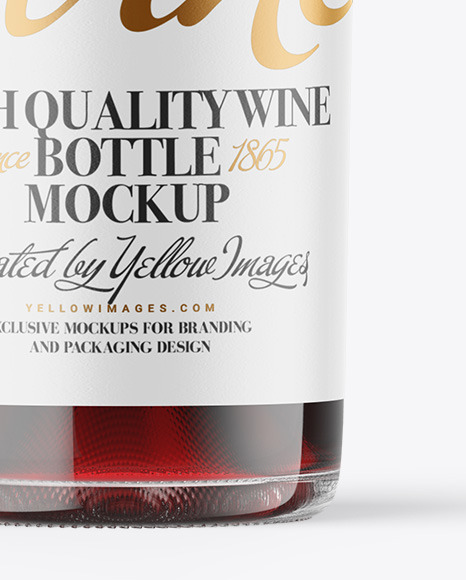 Clear Glass Red Wine Bottle Mockup