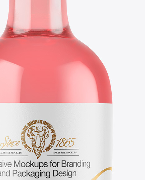 Clear Glass Pink Wine Bottle Mockup