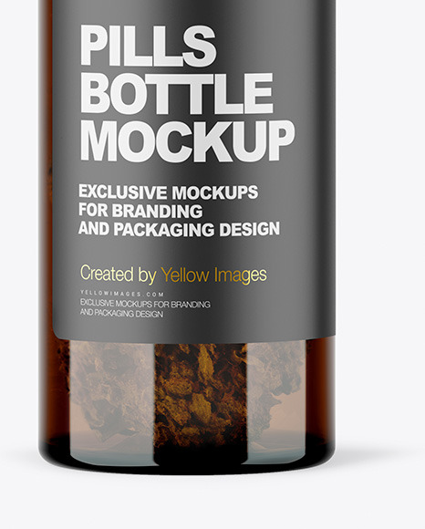 Amber Medicinal Bottle with Weed Buds Mockup