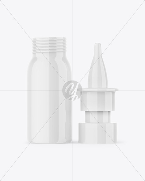 Opened Glossy Nasal Spray Bottle Mockup