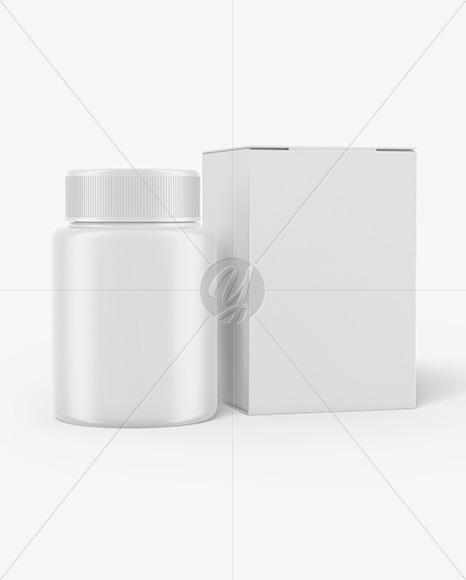 Glossy Plastic Jar with Box Mockup