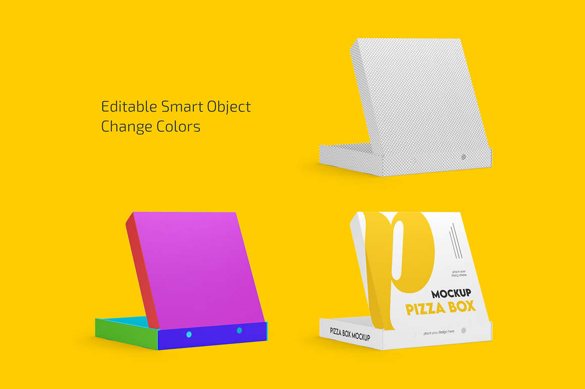 Paper Pizza Box Mockup Set Paper Pizza Box Mockup Set