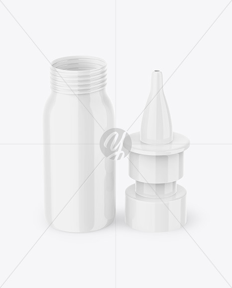 Opened Glossy Nasal Spray Bottle Mockup