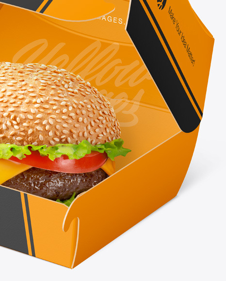 Paper Box w/ Burger Mockup