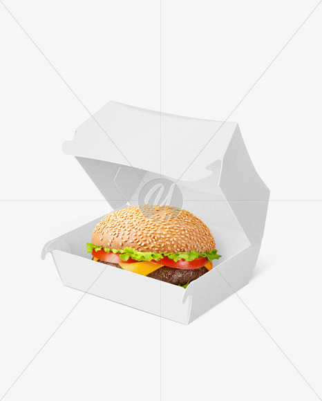 Kraft Paper Box w/ Burger Mockup