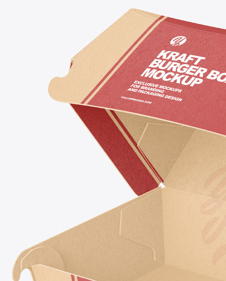 Kraft Paper Box w/ Burger Mockup