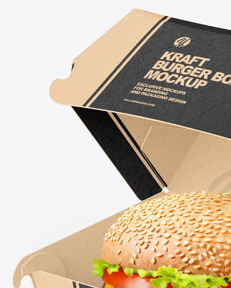 Kraft Paper Box w/ Burger Mockup