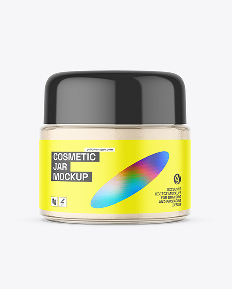 Clear Glass Cosmetic Jar Mockup