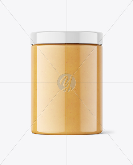 Plastic Jar with Peanut Butter Mockup