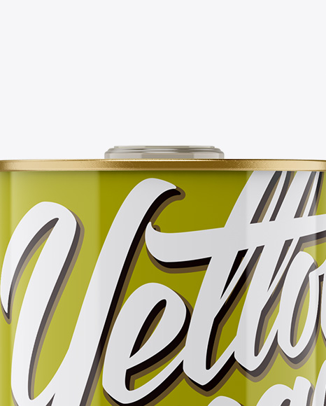 Olive Oil Glossy Tin Can w/ Cap Mockup - Front View