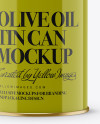 Olive Oil Glossy Tin Can w/ Cap Mockup - Front View