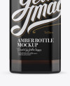 Amber Glass Bottle With Rum Mockup Amber Glass Bottle With Rum Mockup