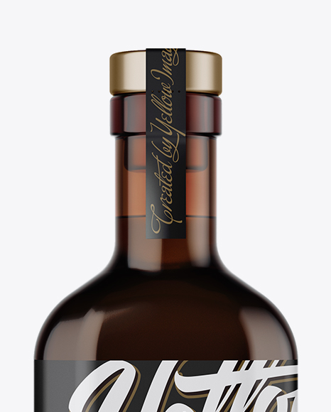 Amber Glass Bottle With Rum Mockup Amber Glass Bottle With Rum Mockup