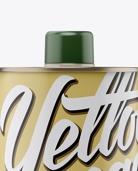 Olive Oil Matte Tin Can w/ Cap Mockup - Front View