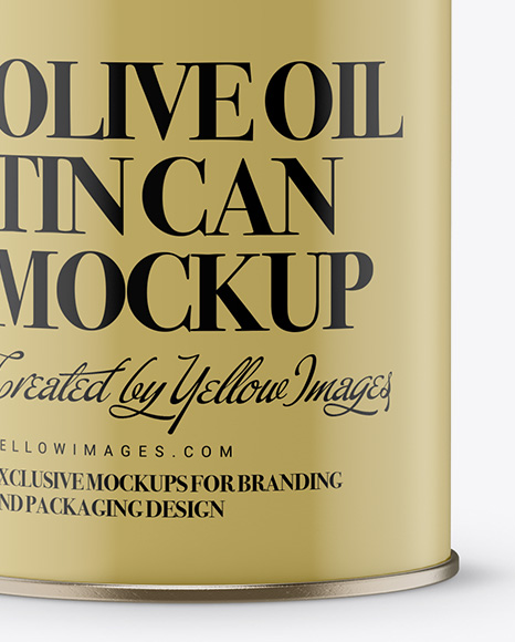 Olive Oil Matte Tin Can w/ Cap Mockup - Front View