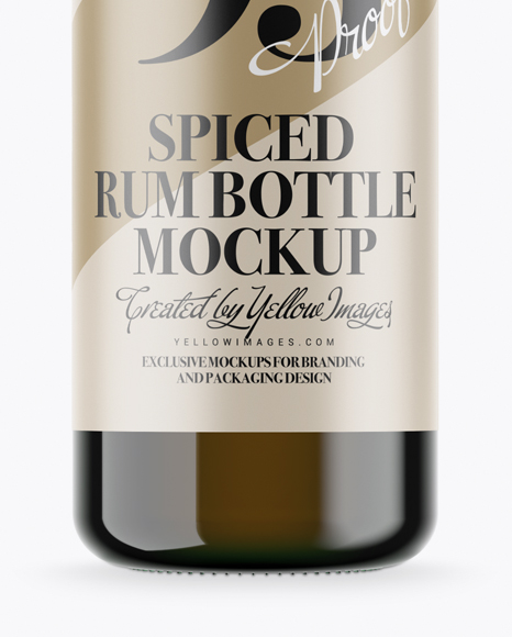 Green Glass Rum Bottle Mockup