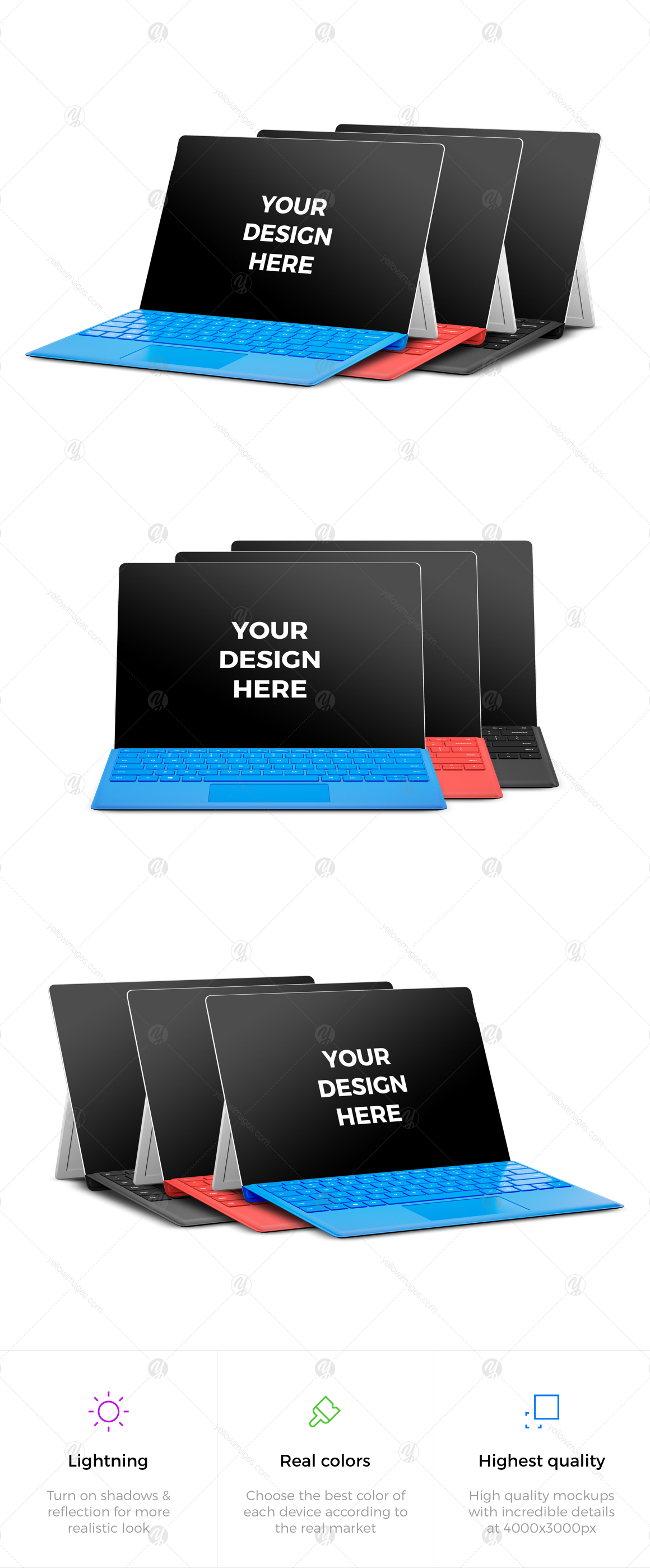 9x Microsoft Surface Pro 4 Mockups