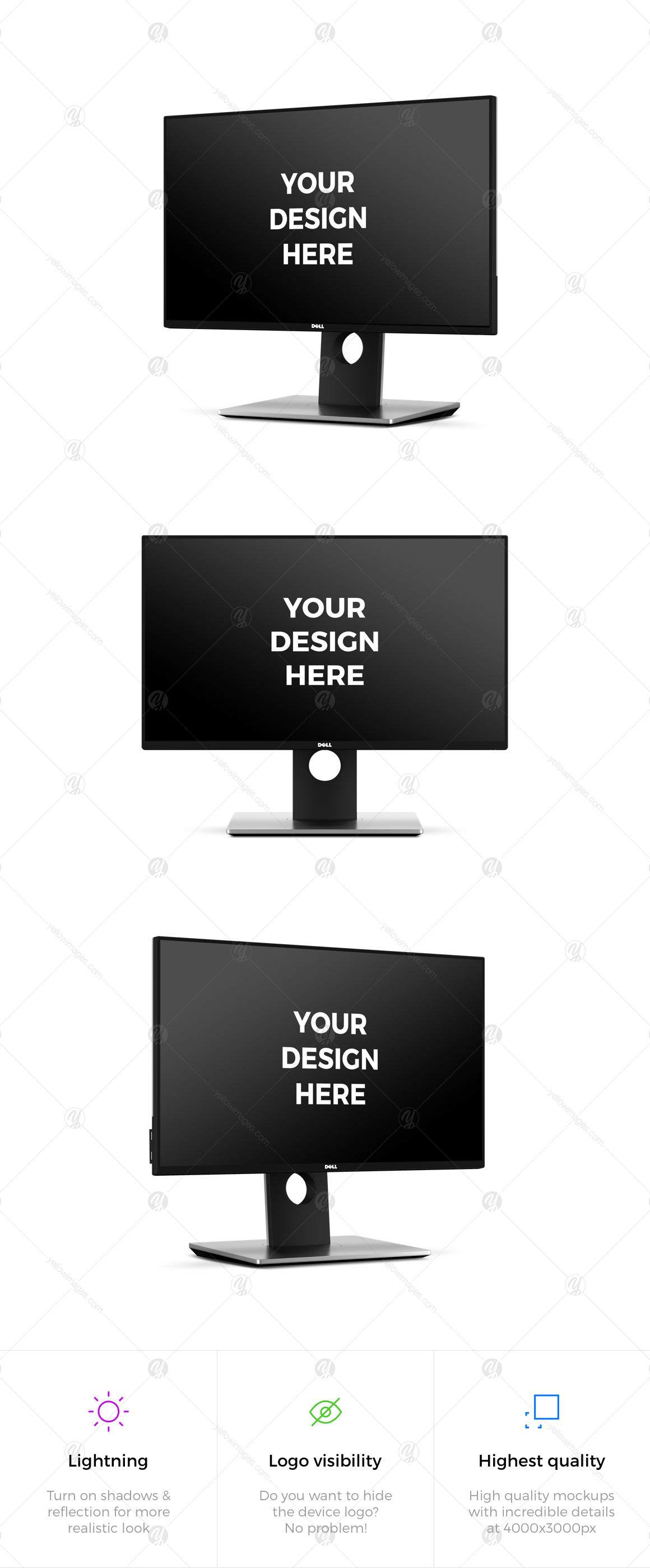 3x Dell U2417H 24" Mockups 3x Dell U2417H 24" Mockups