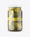 Clear Glass Jar with Pickled Cucumbers Mockup