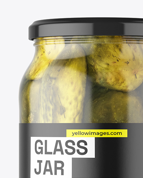 Clear Glass Jar with Pickled Cucumbers Mockup