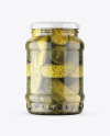 Clear Glass Jar with Pickled Cucumbers Mockup