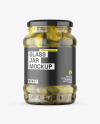 Clear Glass Jar with Pickled Cucumbers Mockup