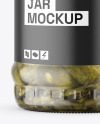 Clear Glass Jar with Pickled Cucumbers Mockup