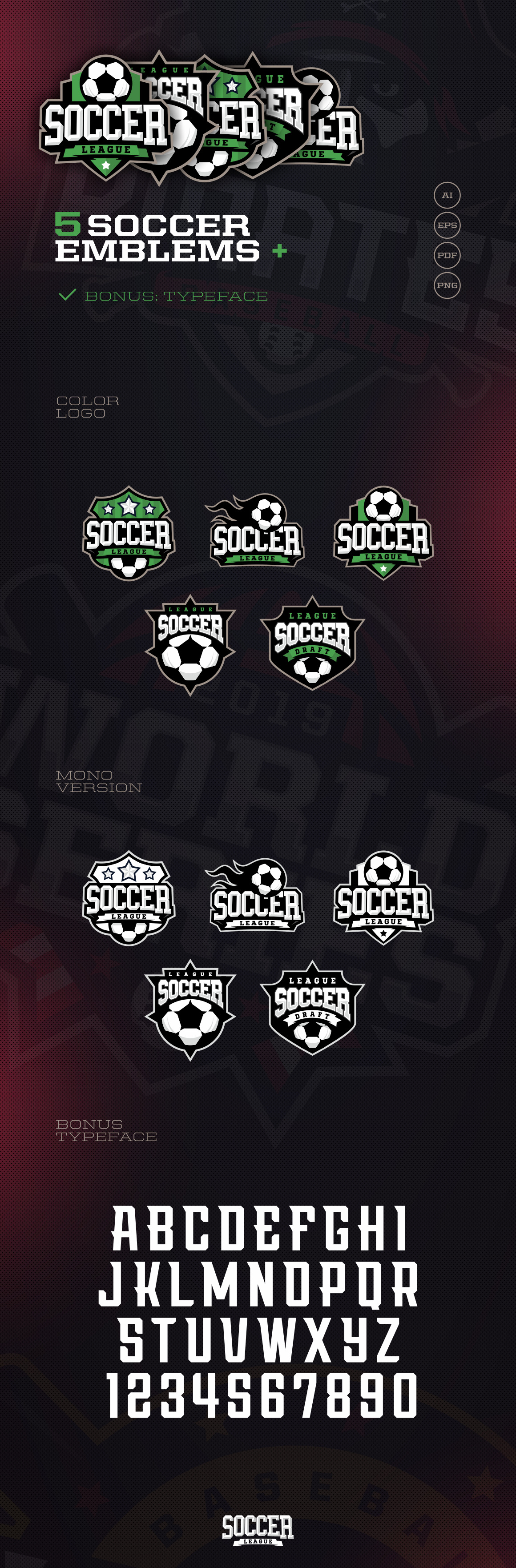 5 Soccer Emblems + Typeface 5 Soccer Emblems + Typeface