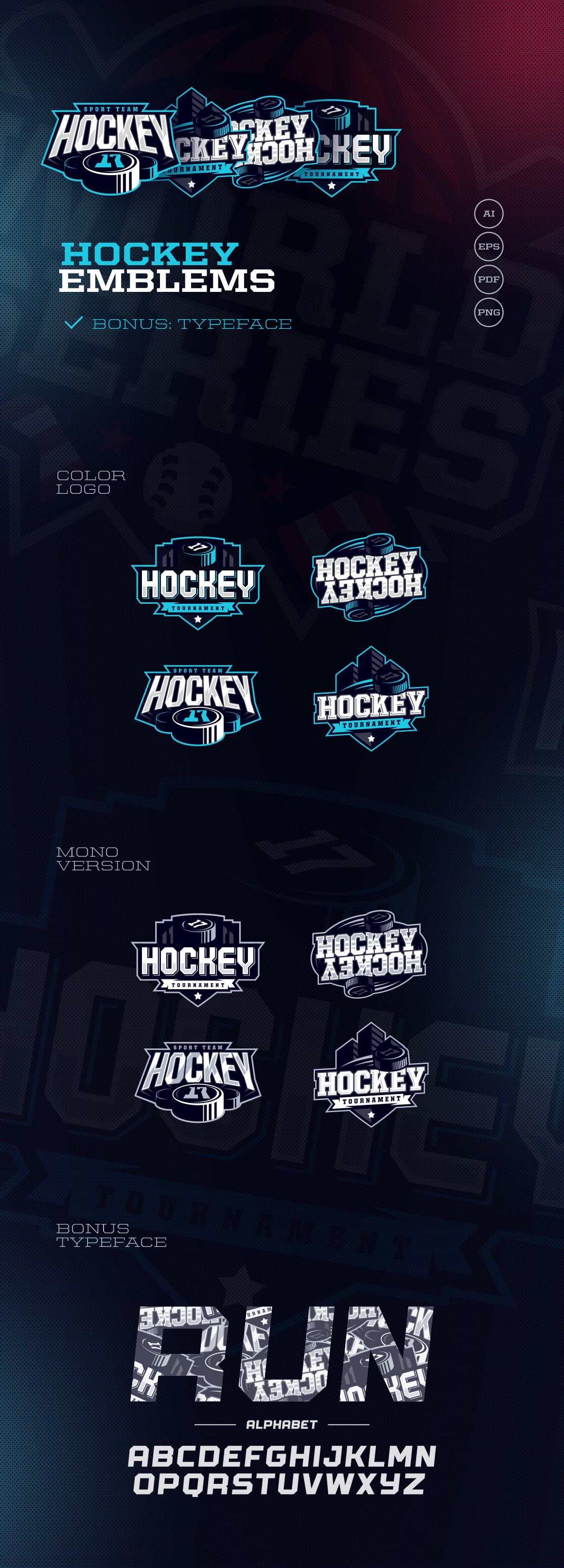 4 Hockey Emblems + Typeface 4 Hockey Emblems + Typeface