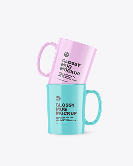 Two Glossy Mugs Mockup