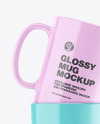 Two Glossy Mugs Mockup