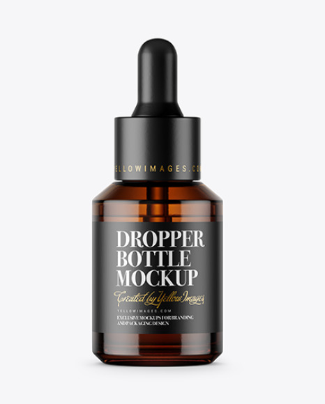 Amber Glass Dropper Bottle Mockup