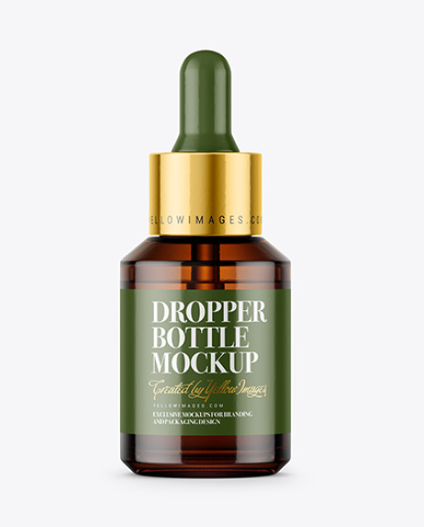 Amber Glass Dropper Bottle Mockup